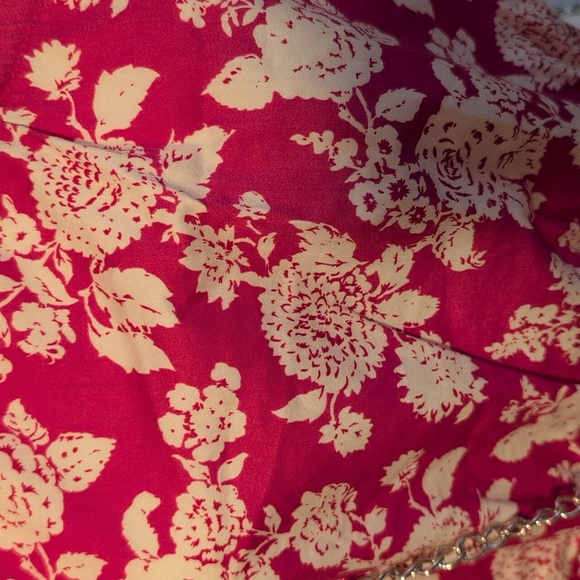 Magenta Pink Floral One Shoulder Long Sleeve Crop Top NWT - Picture 2 of 7